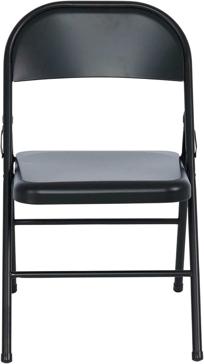 Steel Folding Chair with Cross Leg Braces Construction and Foot Caps for Study Rooms Conferences and Office Use Black 6 Pack