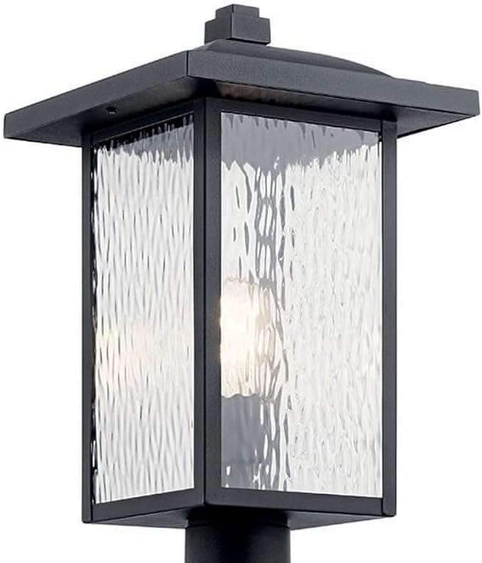 Kichler Capanna 18.25 inch 1 Light Post Light with Clear Water Glass in Textured Black