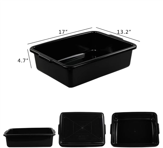 Black Commercial Plastic Bus Box Bus Tub Set of 3