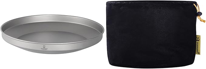 SILVERANT Titanium Trek Plate - Ultralight Durable Camping Dish Pan Plate - Outdoor Kitchen Essential for Backpacking &amp Camping - 1200ml