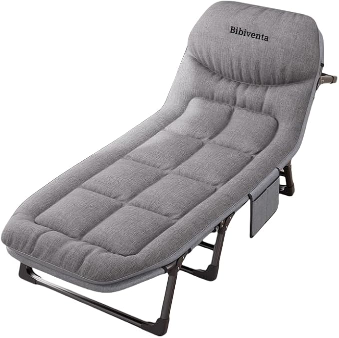 Portable Camping Bed Extra Wide Cot with Cushion and Pillow 300LBS Max Load Suitable for Outdoor Camping