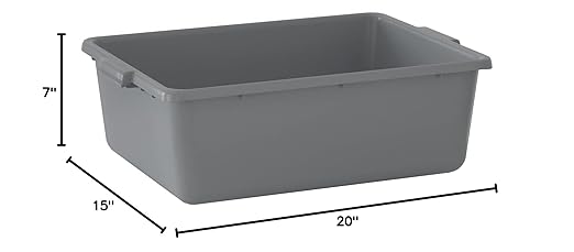 6-Pack 20 x 15 x 7 9 Gallon Gray Polypropylene Plastic Bus Tub/Bus Box