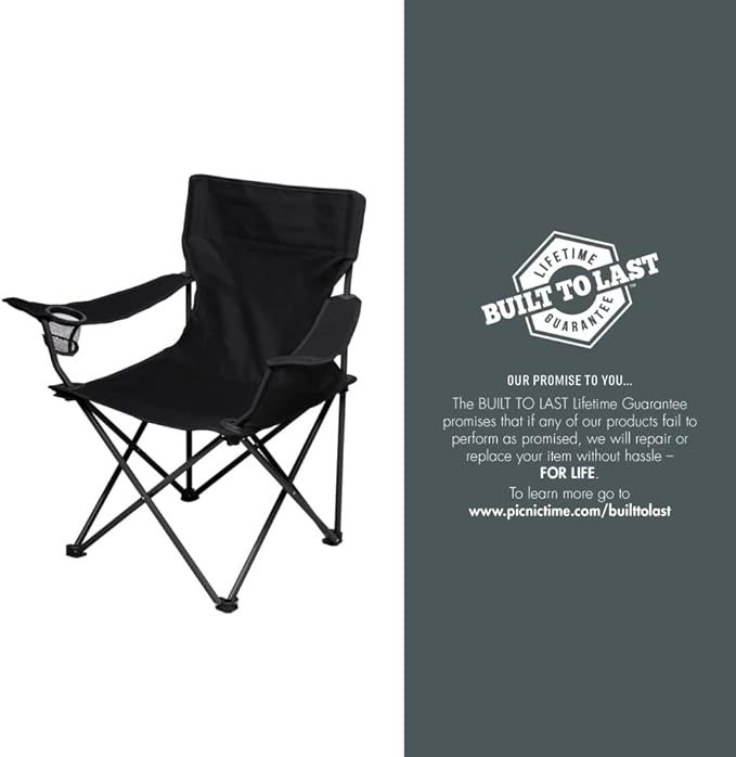 Picnic TIME NCAA PTZ Camp Chair Picnic Chair Beach Chair with Carrying Bag (Black)
