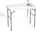 Fish Cleaning Table with Sink 42.5 Folding Camping Table &amp Fish Cleaning Station with Measure Mark Camping Sink with Hose Hookup for Outdoor Picnic Beach Dock &amp Patio Use