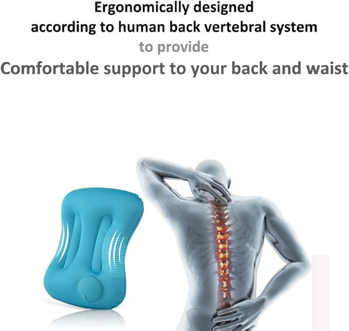 COOL &amp FRESH Inflatable Travel Pillow 2 Pack - Back Waist Support Pillow for Long Distance Traveling and Long Hours Sitting