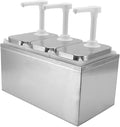 Condiment Pump Station Sauce Dispenser Stainless Steel and Plastic Syrup Pump Dispenser with 30ml Squeeze Capacity Kitchen Sauce Pump for Ketchup Mustard Honey Milk Chocolate Oil (2L Triple Pump)