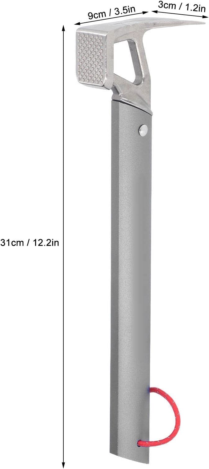 Camping Claw Hammer Multi-Functional Tent Stake Hammer Portable Stainless Steel Ox Horn Head Tent Stake Hammer with Aluminium Handle for Camping Hiking Backpacking Gardening
