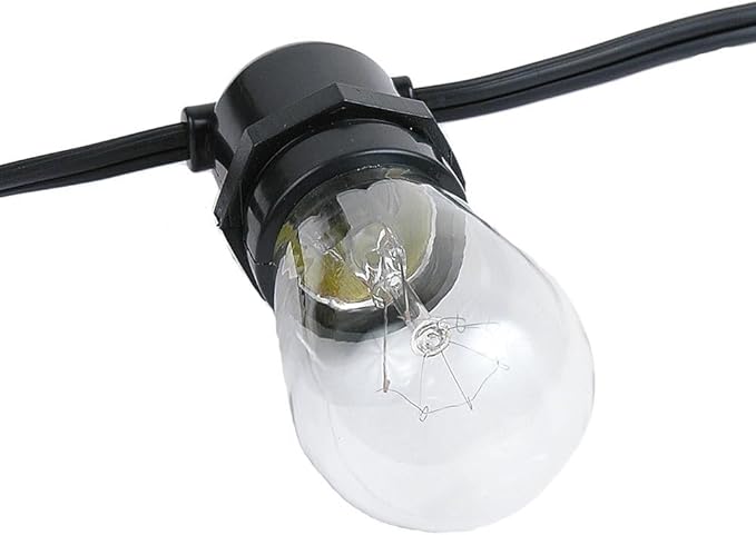 Novelty Lights 37.5 Feet Heavy Duty Light String with 25 in-Line E26 Sockets Black Wire PVC Commercial Grade Stringer 18 Spacing End-to-End Connectable No Bulbs
