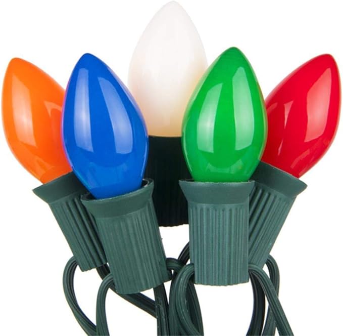 25Ft C7 LED Multicolor Christmas Lights Outdoor C7 Vintage Christmas String Lights with 25 Shatterproof Colorful Bulbs Hanging Retro Christmas Tree Lights for Party Backyard Garden Patio Holiday