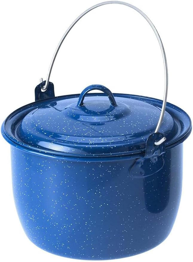GSI Outdoors Convex Kettle for Soup Stew or Water Pot - Camping Enamelware 4.25 qt