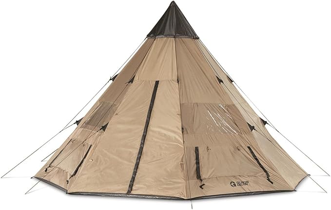 Guide Gear Camping Teepee Tent for Adults Outdoor Waterproof Family 6 Person 14' x 14'