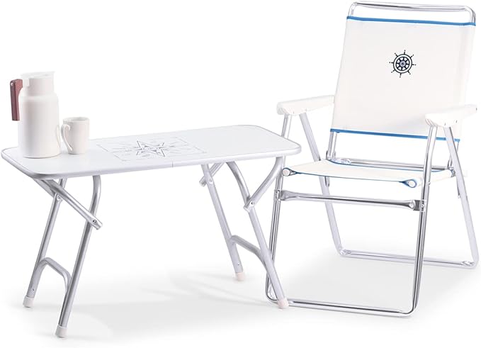 FORMA MARINE Boat Table Folding White Melamine 34.7 x 17.3 x 24 Height Marine Aluminum Yacht Deck Furniture M200