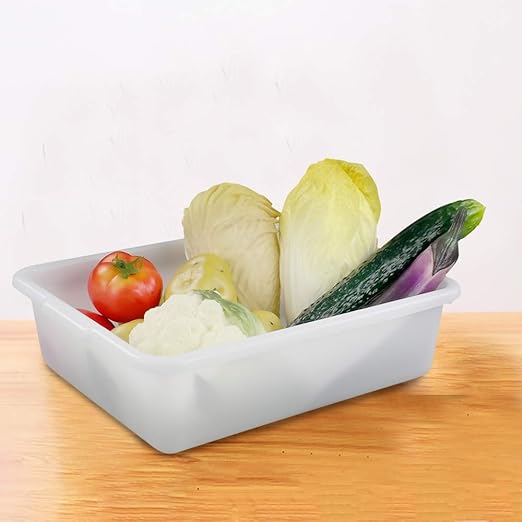 Wash Basin Tub Plastic Dish Pan 8 Liter White Bus Tubs Set of 4
