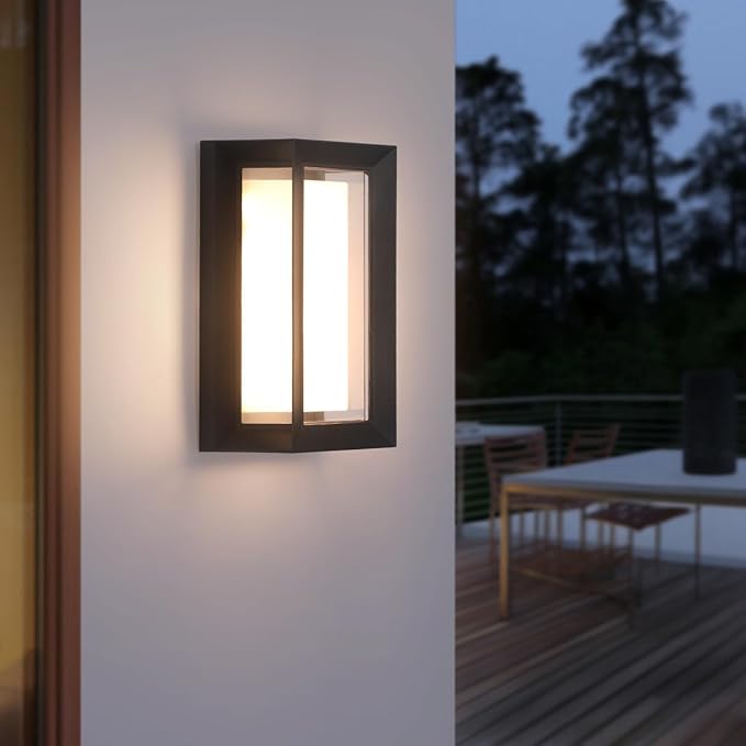 Outdoor Modern Wall Sconce Lights15%-100% Dimmable Indoor Wall Light Fixtures3000K/4000K/6500K Adjustable24W Exterior Wall LightingWaterproof Outdoor Porch Light2160LM Indoor Wall Sconce 1 Pack