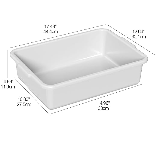 4 Pack Rectangle Utility Dish Tubs 13 Liter Restaurant Bus Tub Light Gray