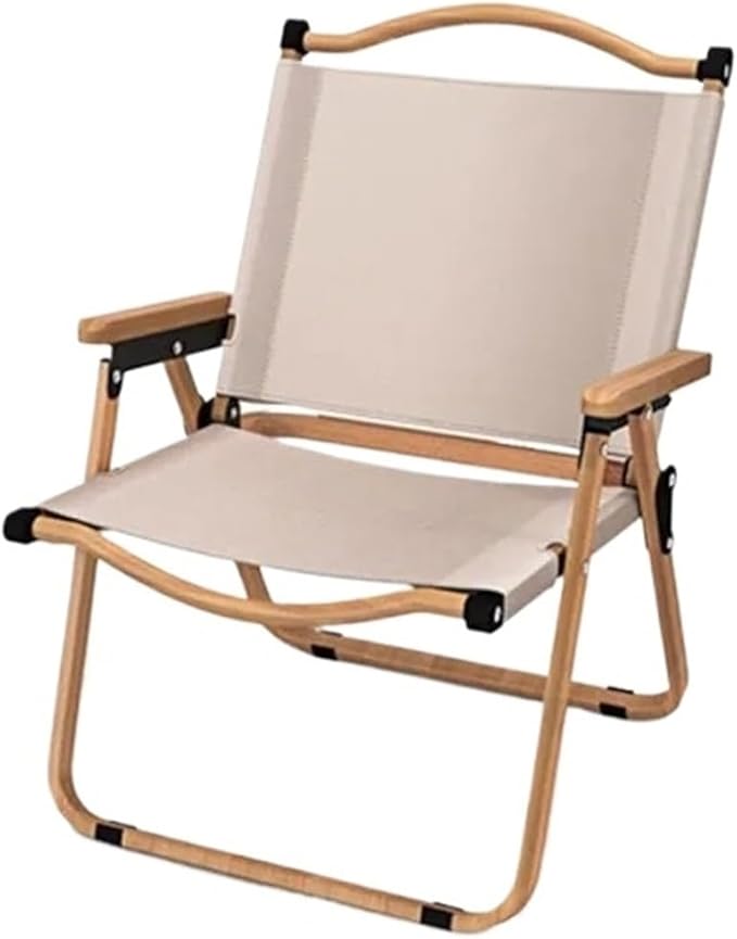 2pcs/1pcs Portable Camping Chair Outdoor Folding Alloy Wood Grain EquipmentCompatible for Comite(1PCS Khaki 78CM)