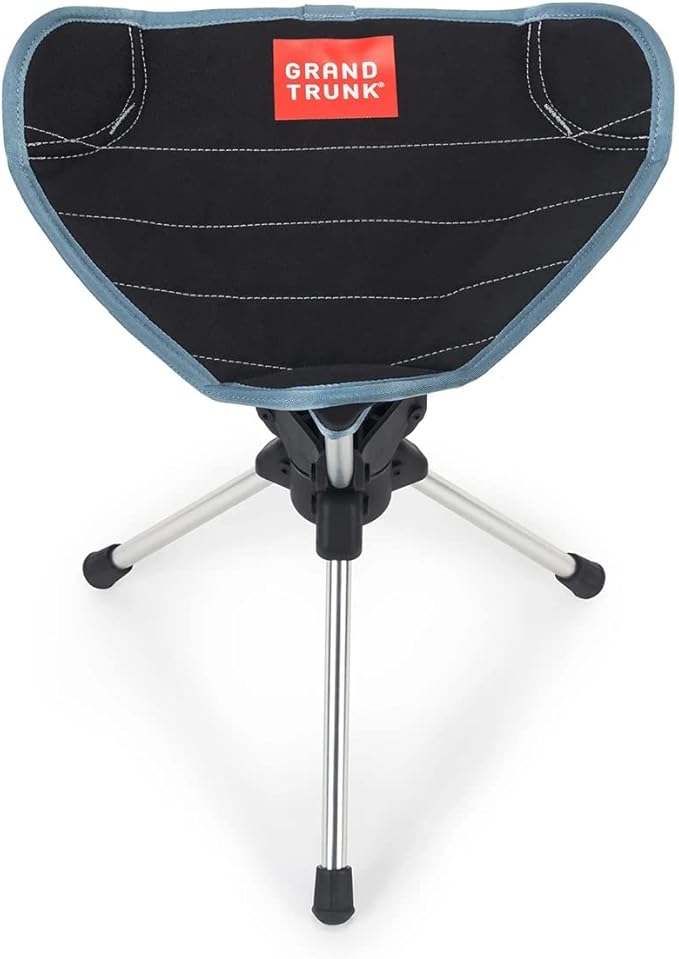 GRAND TRUNK Compass 360° Swivel Camping Stool | Ultralight Foldable Tripod Seat with Aluminum Frame | Portable Outdoor Chair for Hiking Fishing &amp Travel | Black