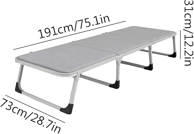 Portable Steel Pipe Foldable Camping Bed with Pulley Single Portable Folding Camping Cot Breathable Folding Guest Bed for Adults Comfortable