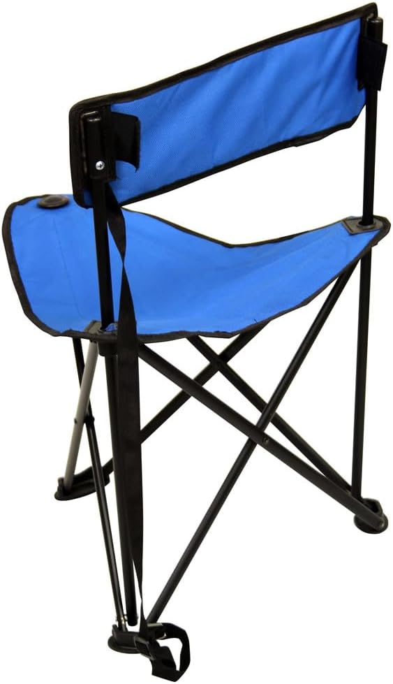 Preferred Nation Tripod Stool seat with backrest. Collapsible Lightweight and Portable with Built in Shoulder Carry Strap (Set of 2) (Blue)