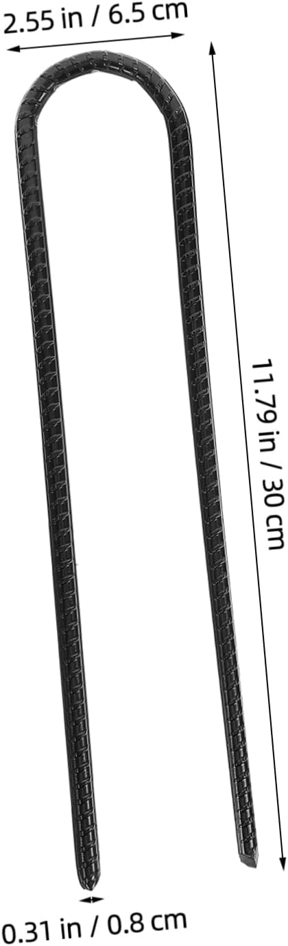 4pcs Heavy Duty Steel Tent Stakes U Shaped Garden Anchors for Camping Landscape Trampolines Durable Ground Staples with Sharp Tips Black