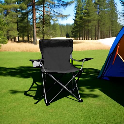 Weather Station Camping Chair Lightweight and Portable Outdoor Folding Tailgate Quad Chair with Cup Holder and Armrests