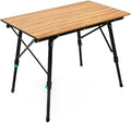 Folding Camping Table Height Adjustable Portable Imitation Wood Grain Aluminum Camp Table Desk Lightweight Durable Roll Up Picnic Tables