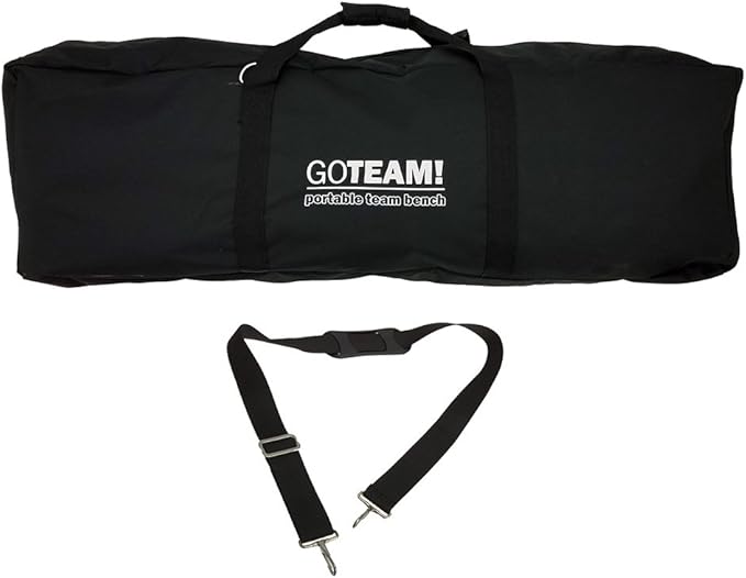 GoTEAM! Portable Folding Bench Couch – 3 Seat Collapsible Outdoor Chair with Cup Holders &amp Carry Bag – Heavy Duty 600D Nylon for Camping Sports Tailgating Beach &amp Backyard (Black/Gray)