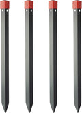 Quictent Heavy Duty Steel Tent Stakes 24-inch Black Durable Ground Pegs for Commercial &amp Long Time Outdoor Use(Black 4-Pack 24)