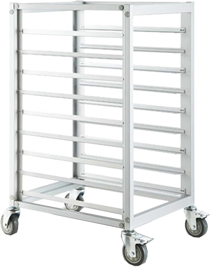Quick Rack for Baking PansCommercial 3.5-Inch Spacing Bread Baking Rack with 4 Wheels - 9-Layer Kitchen Cooling Rack for Bakeries Restaurants and Food Service (100x62.5x47cm)