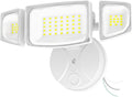 iMaihom 65W 6500LM LED Outdoor Flood Light Switch Controlled Outdoor Security Light 3 Adjustable Heads IP65 Waterproof 6500K Daylight White Hardwired Wall Mount Light for Garage Yard Patio White