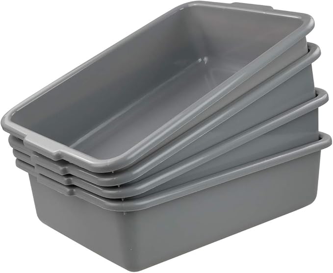 Cand Grey Commercial Bus Tubs 13 L Plastic Bus Box / Wash Basin 4 Packs