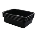13 L Plastic Commercial Bus Tubs 4 Pack Rectangular Washing Up Bowl Black
