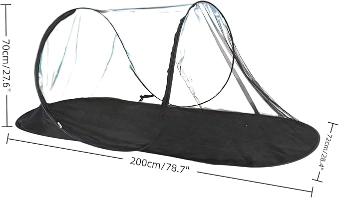 Portable Clear-Top Pop-Up Mosquito Tent with Black Base | Large 78x28x28 Dome for Camping &amp Outdoors | Instant Setup Bug Net