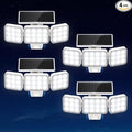 WdtPro Solar Lights Outdoor Motion Sensor 4Pack 3500LM Bright Solar Flood Lights Outdoor Adjustable &amp Upgrade Glass Panel Wireless LED Solar Powered Security Spot Lights Waterproof for Yard-Whi