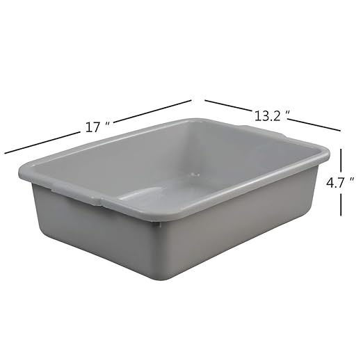 Ggbin Plastic Dish Tubs Commercial Bus Box/Wash Basin Tote Box 3-Pack(Grey 13L)