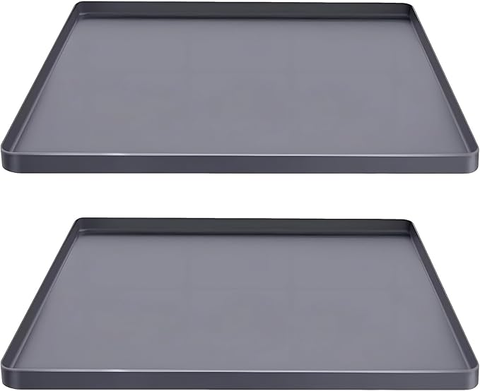2 Pcs Silicone Drain Pan For Washing Machine 23.6 In Washer Tray 0.59 In Edge Waterproof Floor Protection Anti-Slip Gray