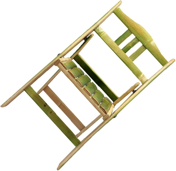 Mikikit Natural Bamboo Folding Stool with Backrest Lightweight Space-Saving Chair for Home Outdoor Use for Students and Crafts Easy No-Install Design
