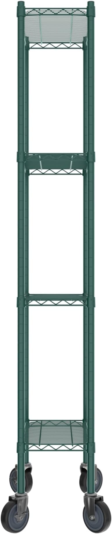 Commercial NSF Listed Green Epoxy Mobile Wire Shelving Kit 12 x 24 x 80 with 4 Shelves Perfect for Warehouse Walk-in Refrigerator Freezer Grocery Store Restaurant Dishroom
