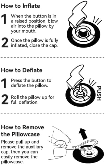 Hikenture Camping Pillow with Removable Cover - Ultralight Inflatable Pillow for Neck Lumbar Support - Upgrade Backpacking Pillow - Washable Travel Air Pillows for Camping Hiking Backpacking