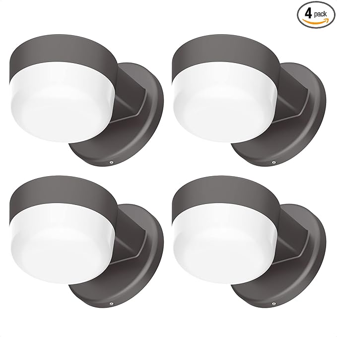 TIERONE Modern LED Wall Pack Light Security Light with Dusk to Dawn Photocell Outdoor Wall Sconce for Patio Porch Hallway 12W 1000LM 3000K Daylight Waterproof UL Listed 4 Pack