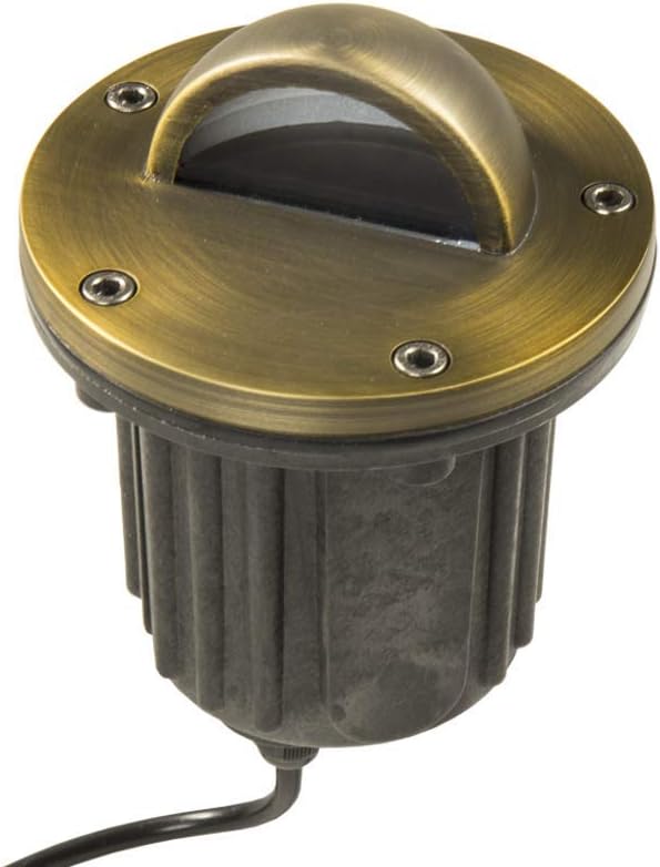 12V Brass In-Ground Well Light (Beacon Top) with 5W 2700K Warm White MR16 LED Bulb for Low Voltage Landscape Lighting of Outdoor Pathway Garden Shrubs Columns or Trees