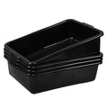 24 Liters Commercial Plastic Meat Tub Bus Box Black Bus Bin/Bus Totes Set of 4