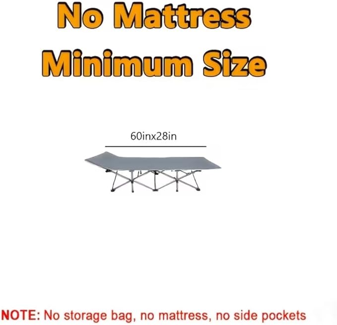 1200D Oxford Canvas Folding Camping Bed Adult Soft Foam Mat and Carrying Bag - Double Deck PortableOutdoor Folding Chair with MattressCamping Equipment (no mattress-60in)
