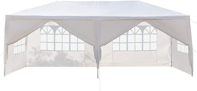 10'x20' Outdoor Party Tent with 6 Removable Sidewalls Waterproof Canopy Patio Wedding Gazebo White