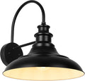 Outdoor Barn Light Fixture 16 Inch Large Dome Farmhouse Exterior Wall Mount Light Rustic Wall Sconce Indoor Wall Lighting Fixture Industrial Black White Lantern for Porch 1 Pack