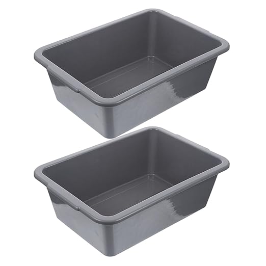 Vaguelly 2pcs Restaurant Commercial Bus Tubs 34x23.8x10.9cm Rectangular Plastic Storage Bins for Food and Dish Transport Utility Tote Baskets for Kitchen and Food Service Use