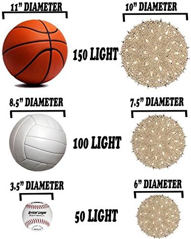 Novelty Lights 10in 150 Light Starlight Sphere Red Extra Large Ornament Ball Light 5ft Hanging Cord with S Hook 12ft Power Cord with Stackable Plug Commercial Grade