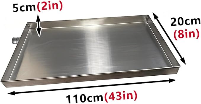 304 Stainless Steel Drip Pan for AC Units - Durable Water Catcher &amp Oil Tray Easy to Clean Portable Design for Outdoor Commercial &amp Residential Use (110x20cm)