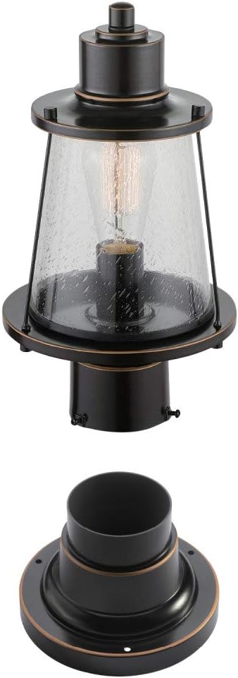 GLOBE Electric 44363 Bowery 1 Outdoor Lamp Post Light Fixture with Base Adaptor Bulb Not Included