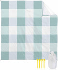 Beach Blanket Waterproof Sandproof Picnic Blanket 108x84 Foldable Beach Mat with Spring Plaid Blue Simple Pattern for Camping Park Grass Beach Travel
